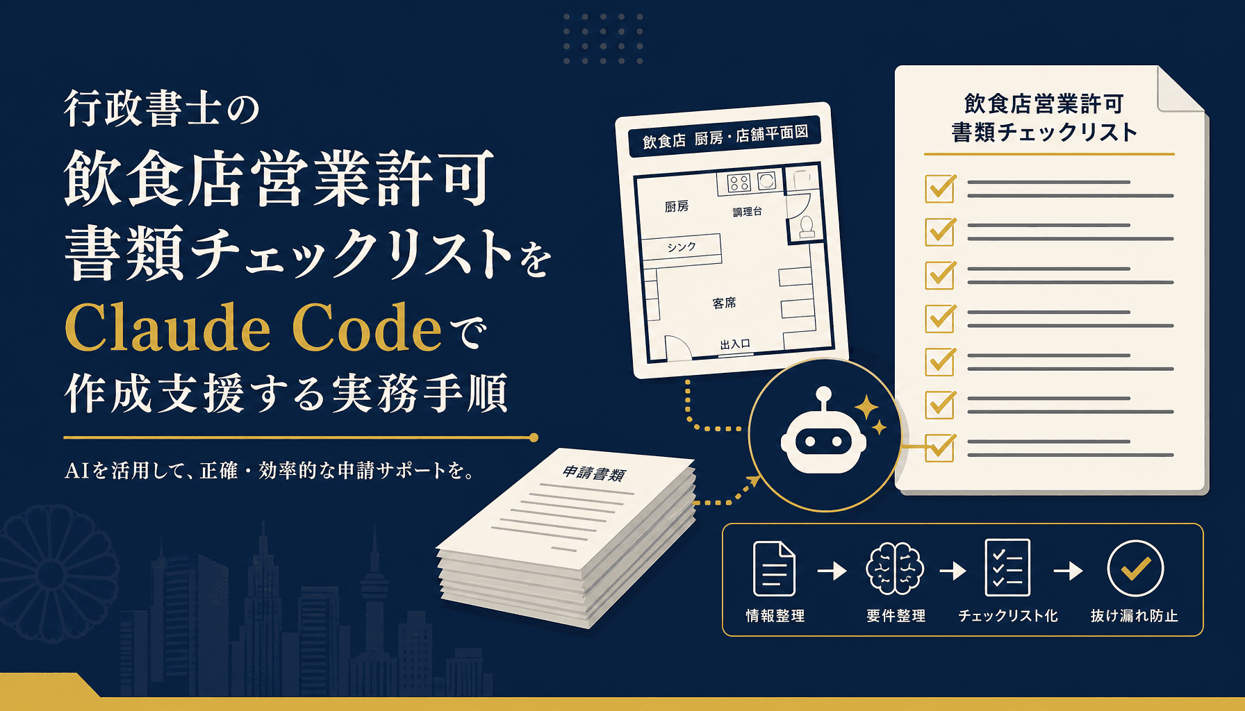 行政書士の飲食店営業許可書類チェックリストをClaude Codeで作成支援する実務手順