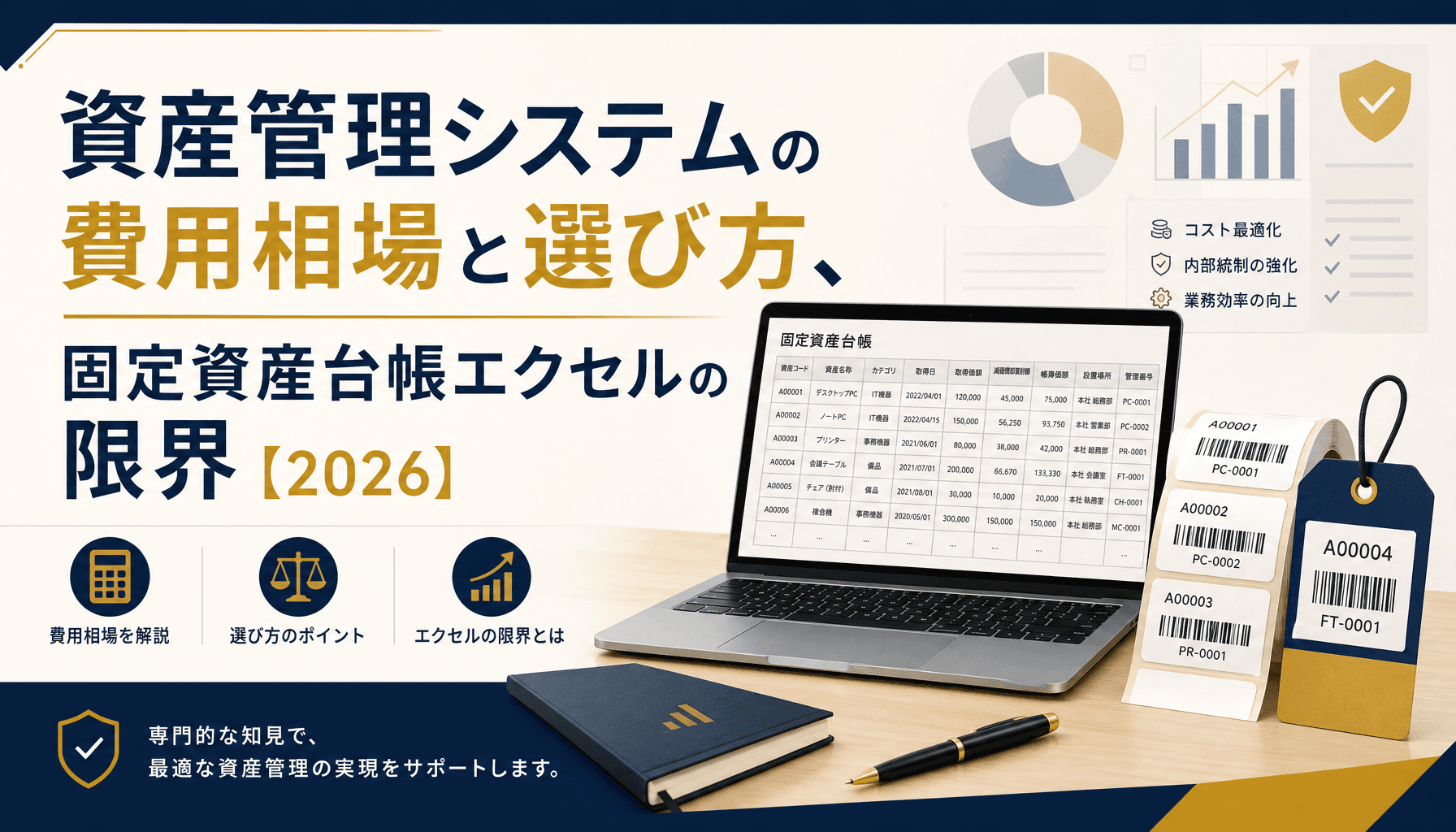 資産管理システムの費用相場と選び方、固定資産台帳エクセルの限界【2026】