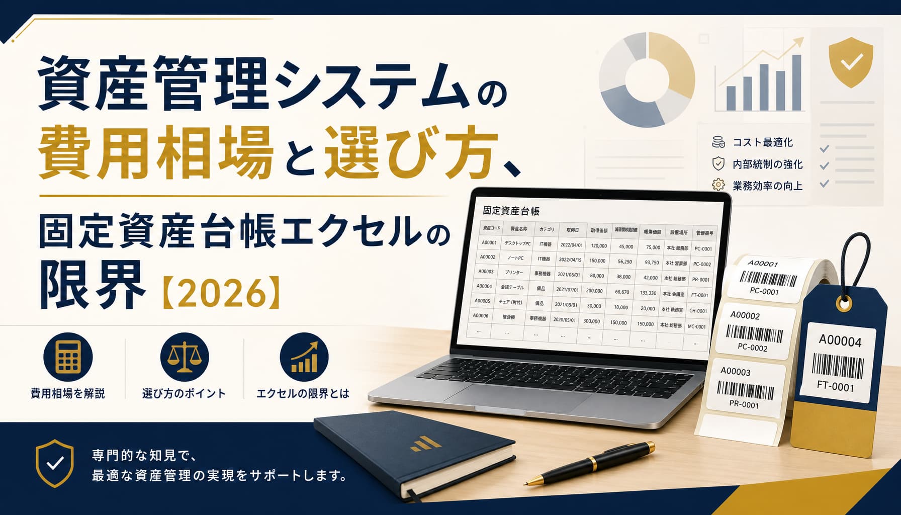 資産管理システムの費用相場と選び方、固定資産台帳エクセルの限界【2026】