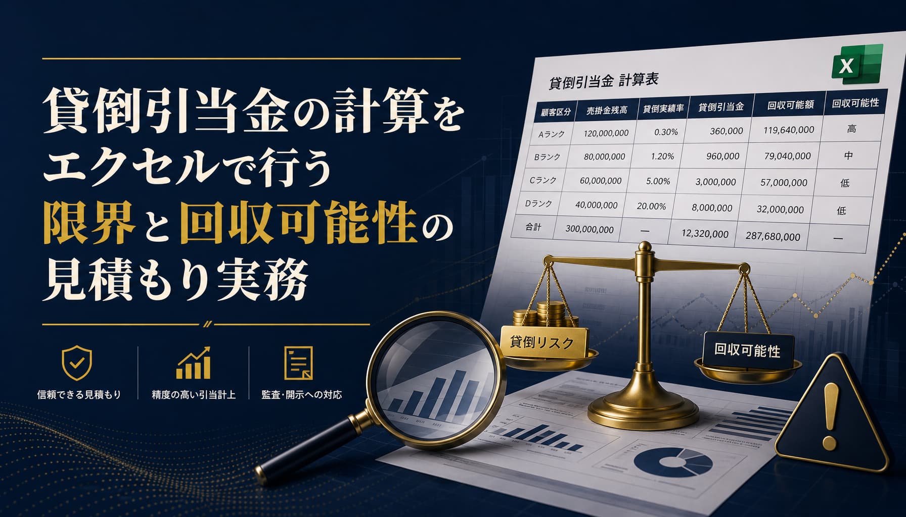 貸倒引当金の計算をエクセルで行う限界と回収可能性の見積もり実務