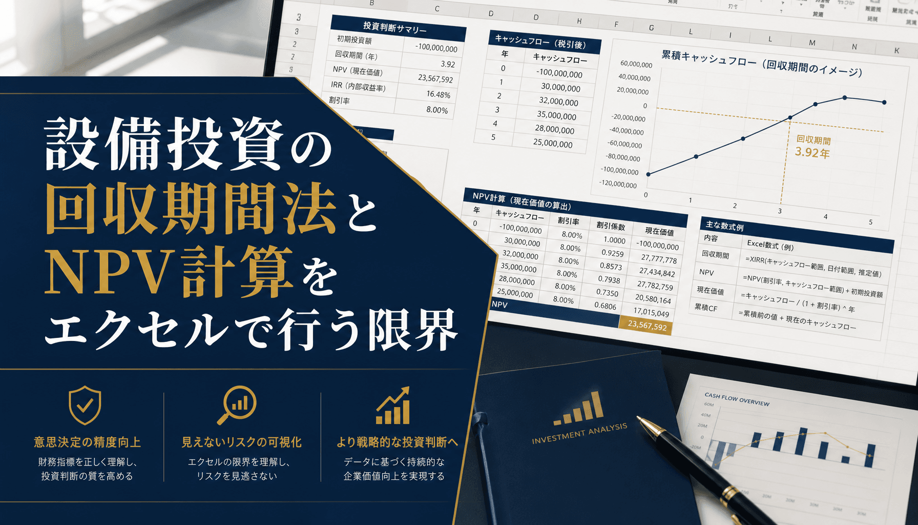 設備投資の回収期間法とNPV計算をエクセルで行う限界 前提条件変更で起きる再計算の実務