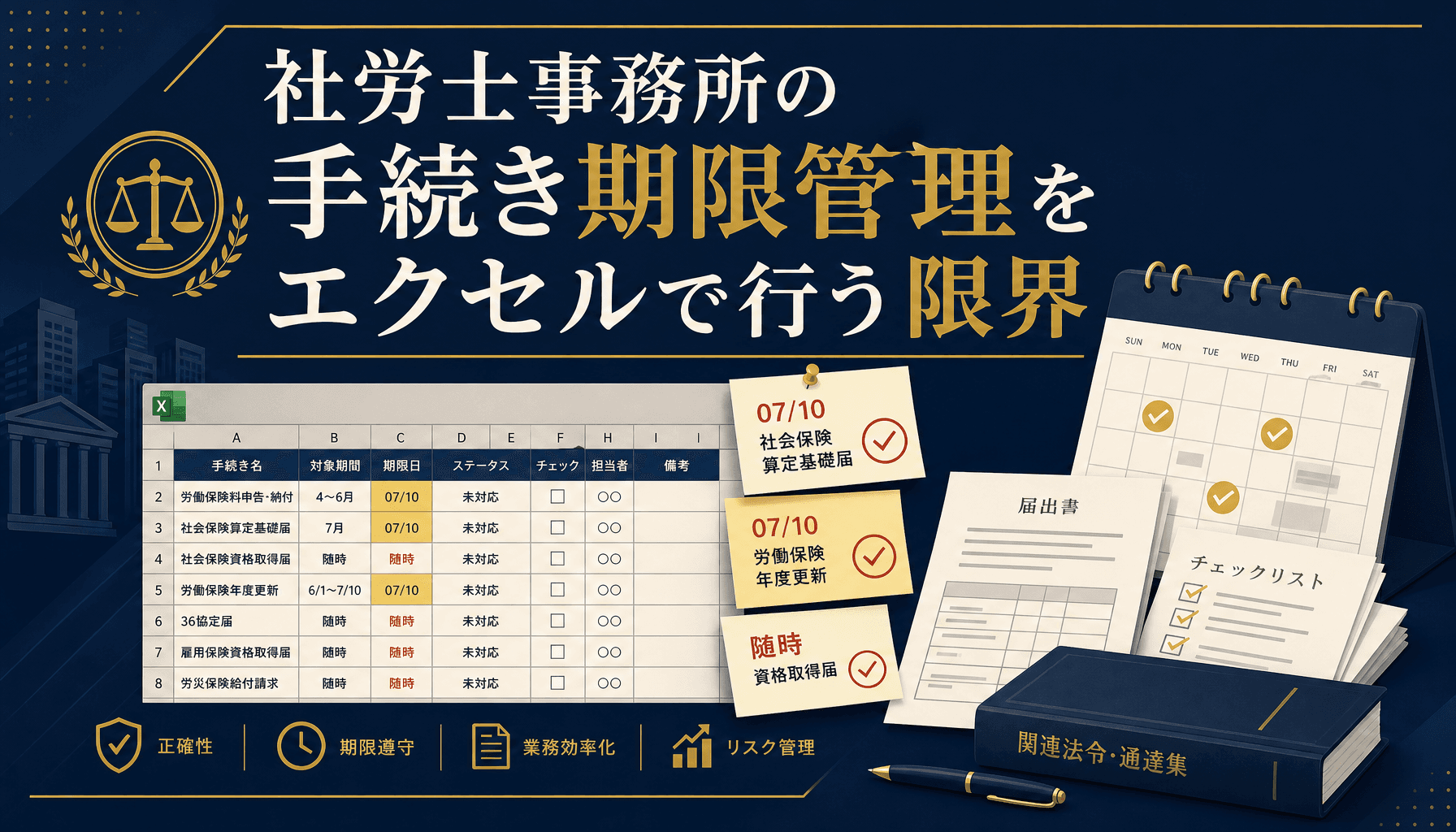 社労士事務所の手続き期限管理をエクセルで行う限界 算定基礎届・労働保険年度更新の実務