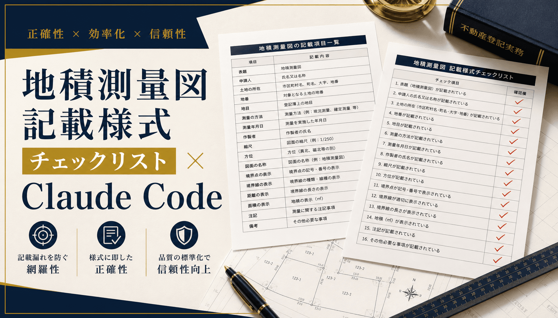 土地家屋調査士の地積測量図 記載様式チェックリストをClaude Codeで下書き支援