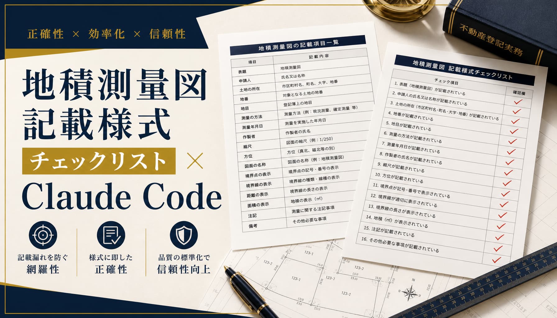 土地家屋調査士の地積測量図 記載様式チェックリストをClaude Codeで下書き支援