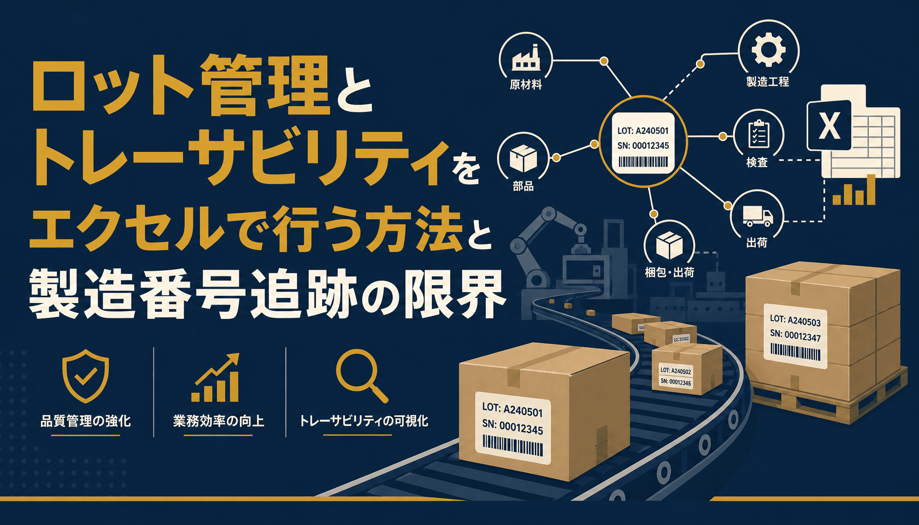 ロット管理とトレーサビリティをエクセルで行う方法と製造番号追跡の限界
