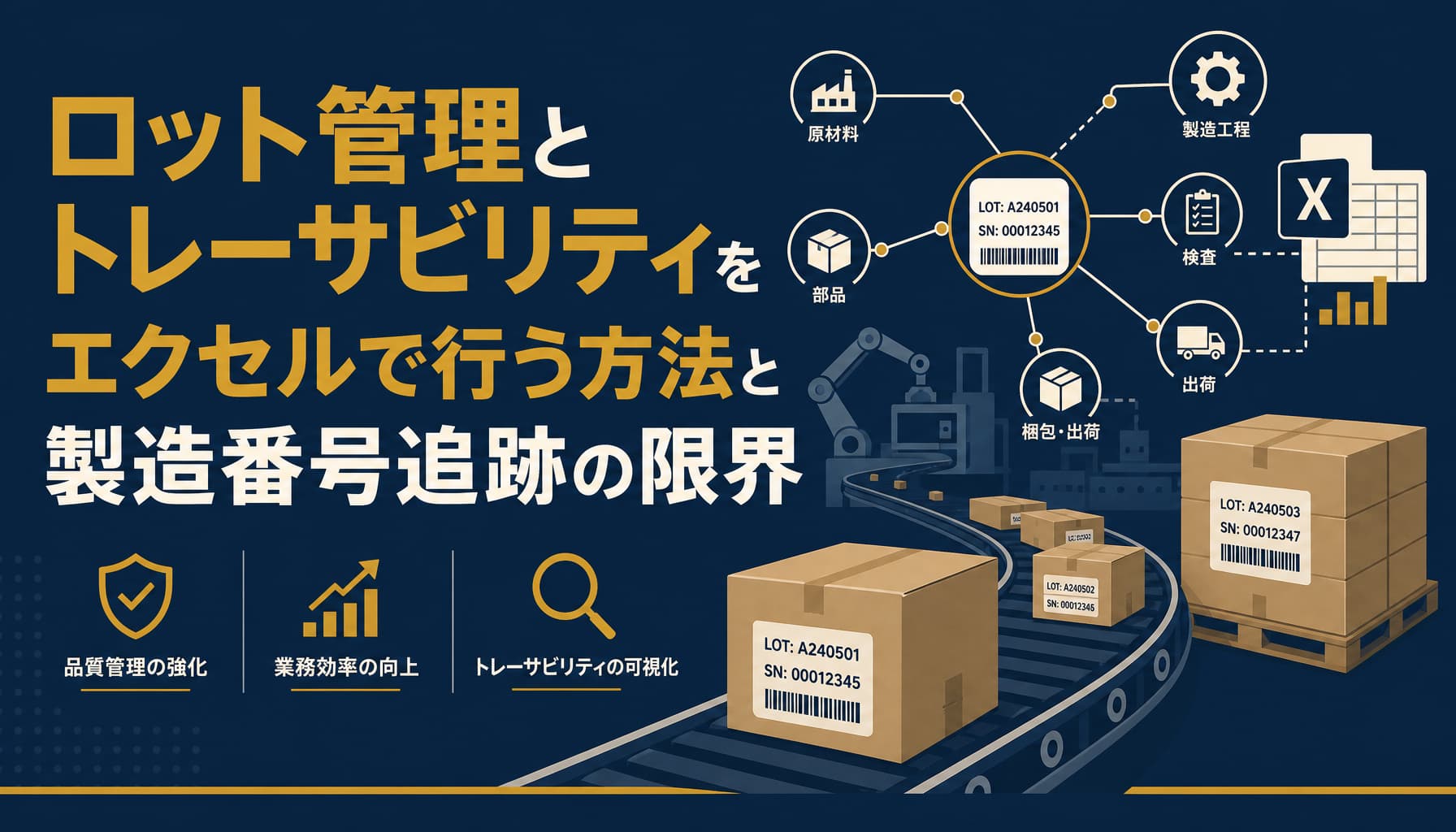 ロット管理とトレーサビリティをエクセルで行う方法と製造番号追跡の限界