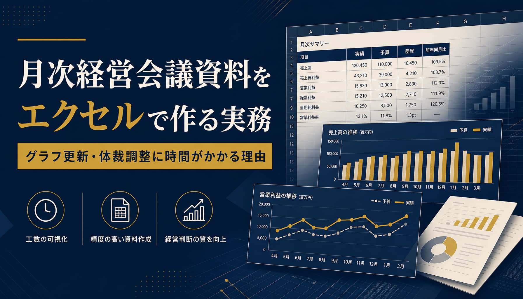 月次経営会議資料をエクセルで作る実務 グラフ更新・体裁調整に時間がかかる理由
