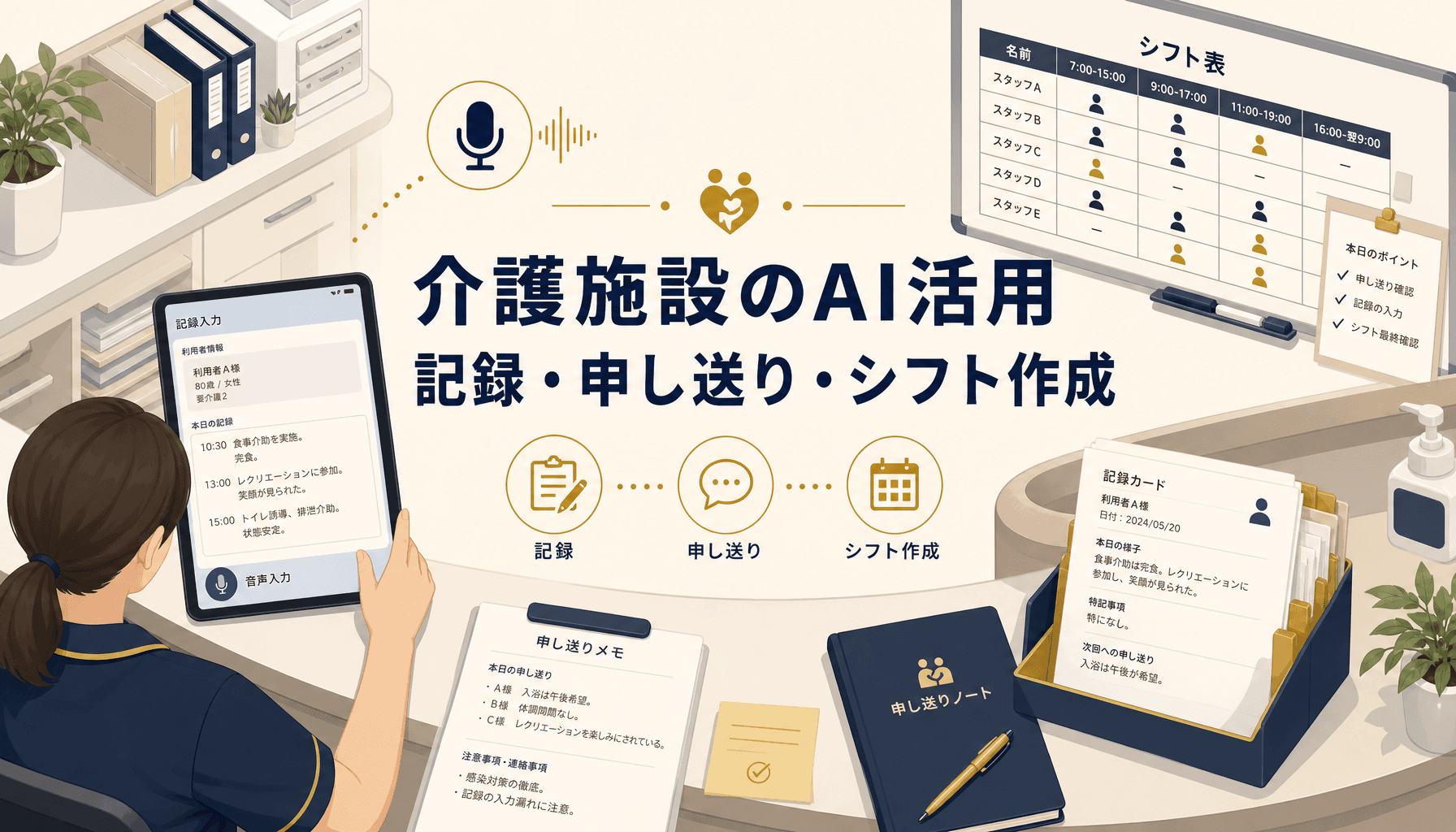介護施設のAI活用 記録と申し送りとシフト作成を省力化する実例