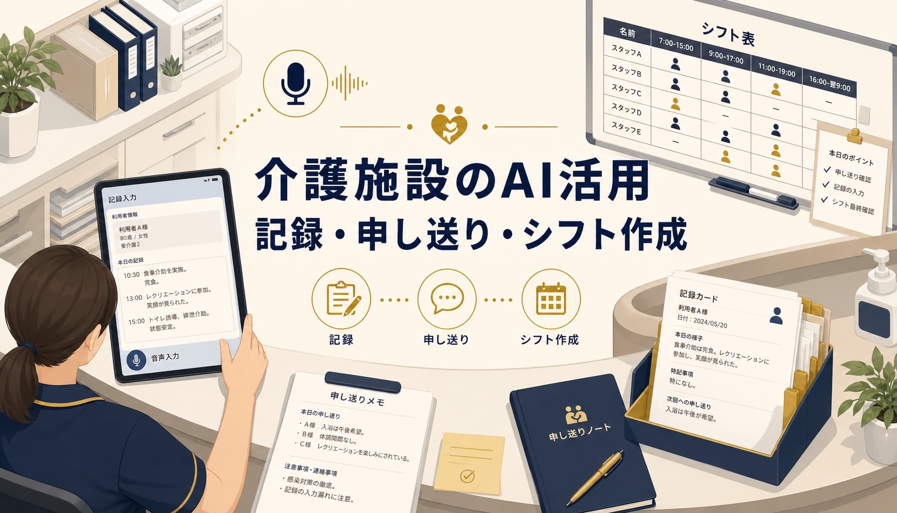 介護施設のAI活用 記録と申し送りとシフト作成を省力化する実例