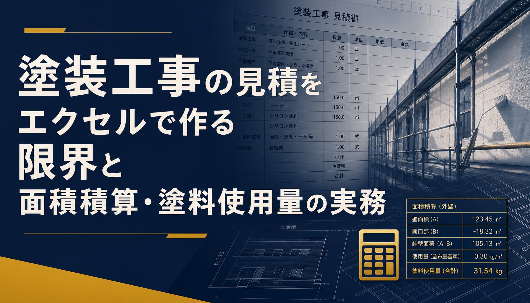 塗装工事の見積をエクセルで作る限界と面積積算・塗料使用量の実務