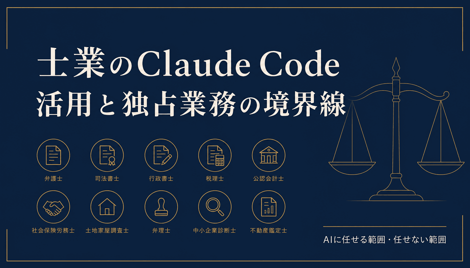 士業のClaude Code活用と独占業務の境界線 AIに任せる範囲・任せない範囲