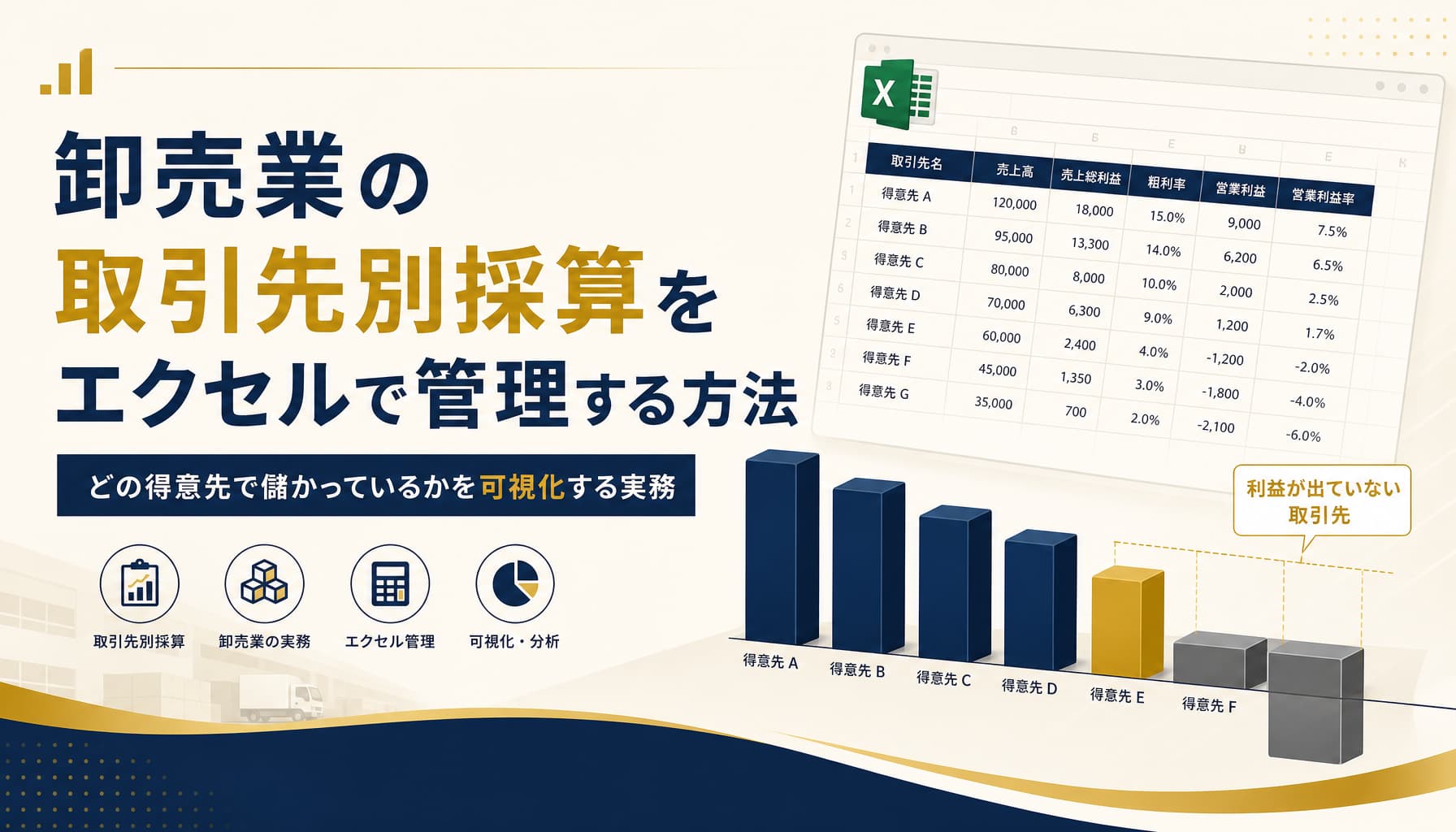 卸売業の取引先別採算をエクセルで管理する方法 どの得意先で儲かっているかを可視化する実務