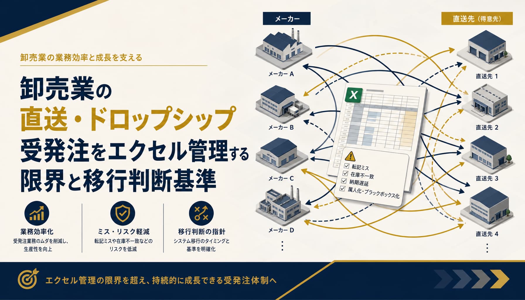 卸売業の直送・ドロップシップ受発注をエクセル管理する限界と移行判断基準