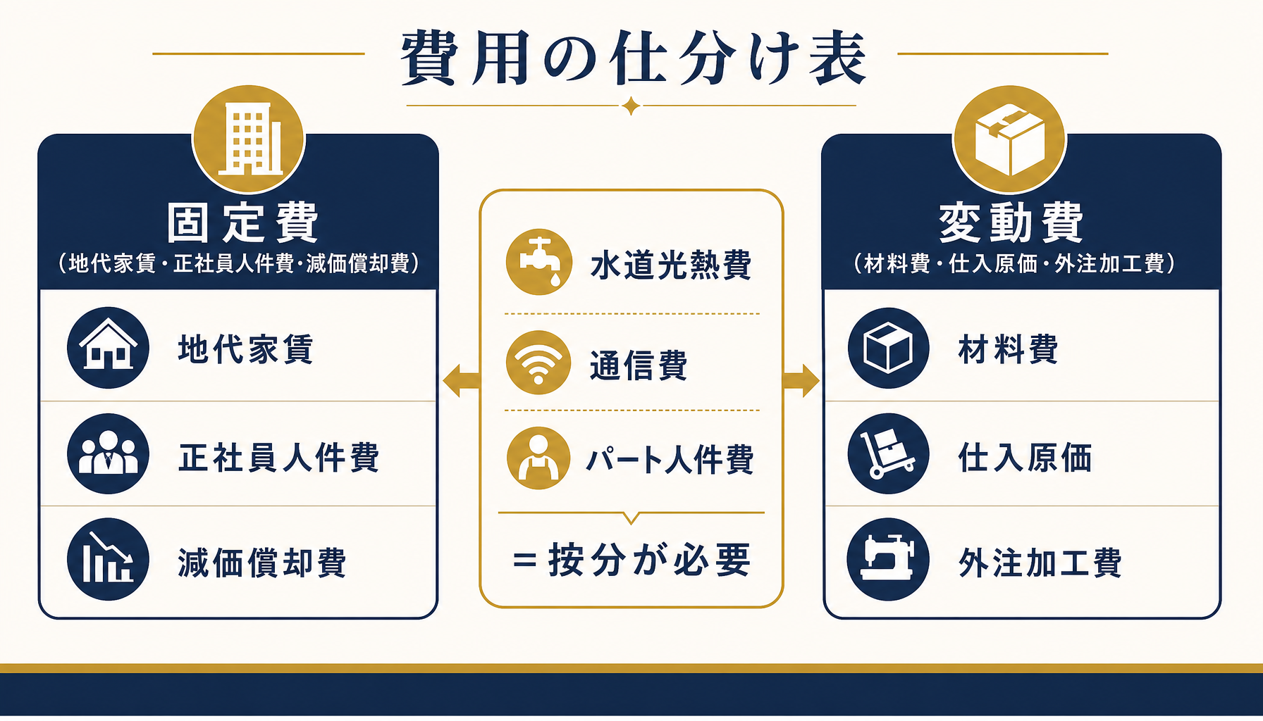 固定費と変動費を仕分ける勘定科目法の作業イメージ