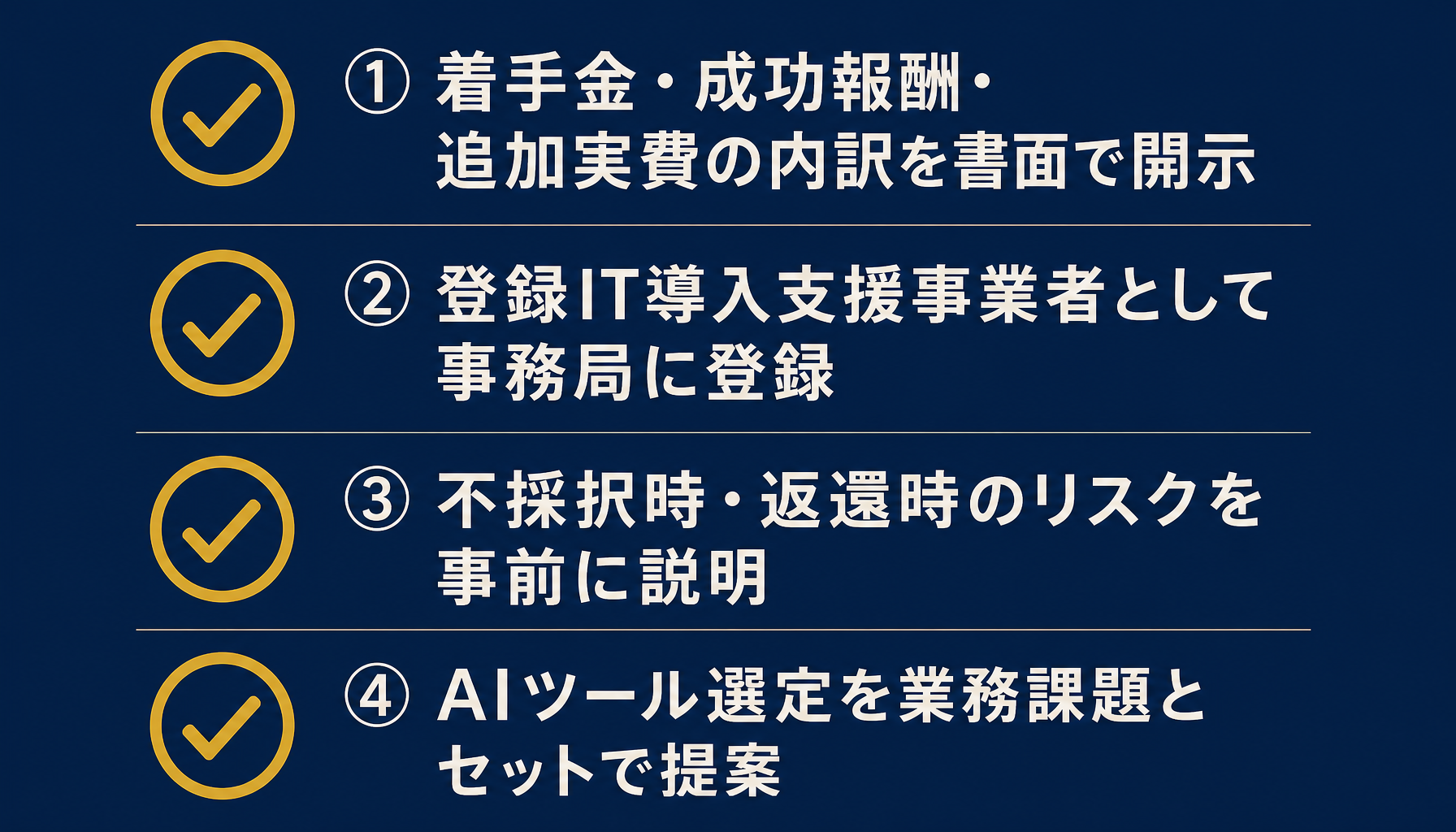 良い申請代行事業者と要注意な事業者の見分け方チェックリスト